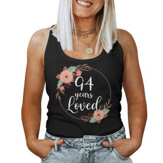 Floral Loved 94 Year Old 94Rd Birthday Mom Grandma Women Tank Top | Mazezy
