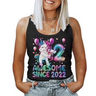 Flossing Unicorn 2 Year Old 2Nd Birthday Girl Unicorn Party Women Tank Top | Mazezy CA