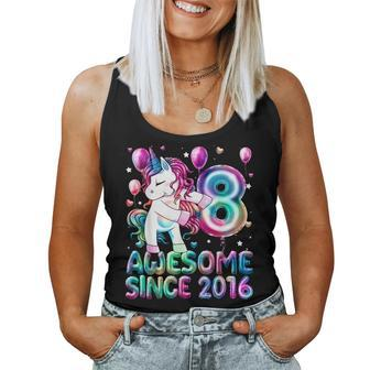 Flossing Unicorn 8 Year Old 8Th Birthday Girl Unicorn Party Women Tank Top | Mazezy