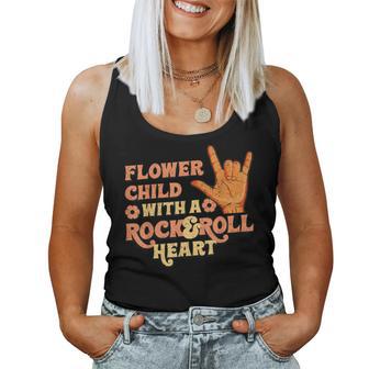 Flower Child With A Rock And Roll Heart Retro Vintage 70S Women Tank Top - Monsterry DE