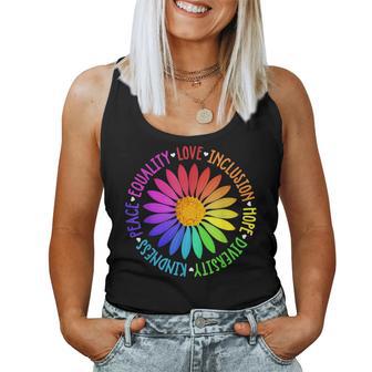 Flower Kindness Peace Equality Rainbow Flag Lgbtq Ally Pride Women Tank Top - Monsterry