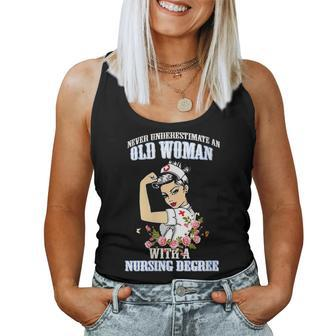 Flower Never Underestimate An Old Woman With A T Women Tank Top - Thegiftio UK