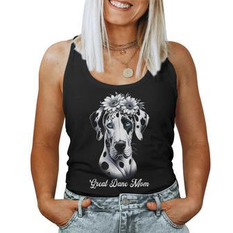 Flowers Giant Adorable Large Gentle Dog Lover Great Dane Mom Women Tank Top - Monsterry CA