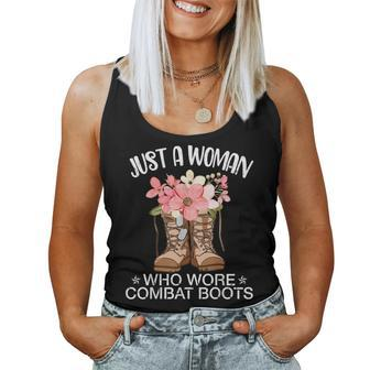 Flowers Happy Veteran Day Just A Woman Who Wore Combat Boots Women Tank Top - Monsterry AU