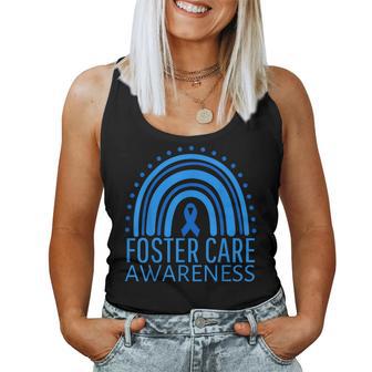 Foster Care Awareness Month Rainbow Ribbon Blue Women Tank Top - Monsterry AU