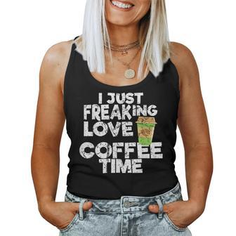 I Freaking Love Coffee Time Vintage Coffee Women Tank Top - Thegiftio UK