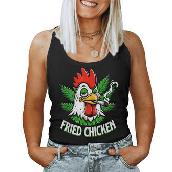 Fried Smoking Chicken 420 Marijuana Weed Leaf Pots 420 Women Tank Top | Mazezy