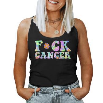 Fuck Cancer Groovy Tie Dye All Cancer Awareness Women Women Tank Top - Seseable