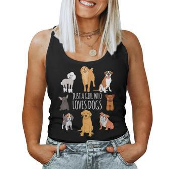 Fun Dog Puppy Lover Themed Cute Just A Girl Who Loves Dogs Women Tank Top - Thegiftio UK