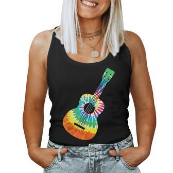 Fun Hippie Rainbow Tie Dye Acoustic Guitar Women Tank Top - Monsterry DE