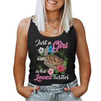 Fun Just A Girl Who Loves Turtles And Girls Cute Women Tank Top - Monsterry