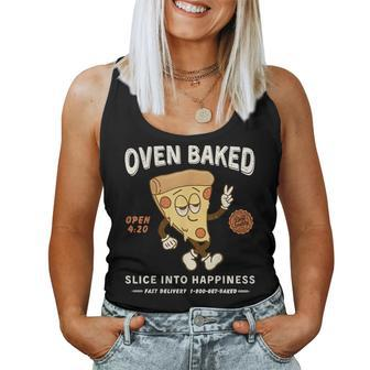 420 Retro Pizza Graphic Cute Chill Weed Women Tank Top - Monsterry DE