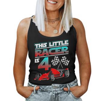 4Th Birthday Race Car 4 Yrs Old Boy Girl Racer Women Tank Top - Monsterry