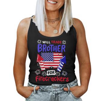 4Th Of July Will Trade Brother For Firecrackers Girls Women Tank Top - Monsterry DE