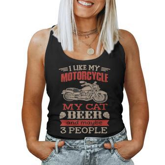Biker I Like My Motorcycle Cat Beer Women Tank Top - Monsterry