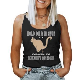 Celebrity Opinions Cat Pooping Anti Hollywood Humor Women Tank Top - Monsterry