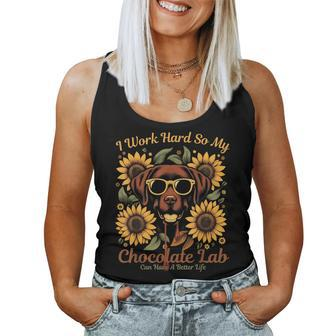 Chocolate Lab Saying Labrador Sunflower Dog Lover Women Tank Top - Monsterry DE