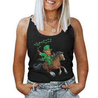 Cowboy Leprechaun St Patrick's Day Horse Riding Lover Women Tank Top - Monsterry