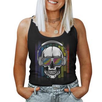 Edm Rainbow Skull Dj Rave Edm Party Women Tank Top - Monsterry UK