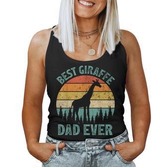 Giraffe Vintage Best Giraffe Dad Ever Father's Day Women Tank Top - Monsterry UK