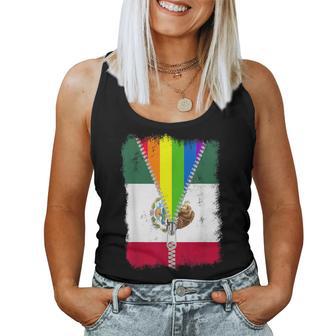 Lgbt Mexico Flag Zip Rainbow Mexican Gay Pride Women Tank Top - Monsterry DE