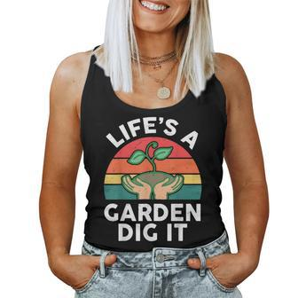 Life Is A Garden Dig It Dad Retro Gardening Women Tank Top | Mazezy