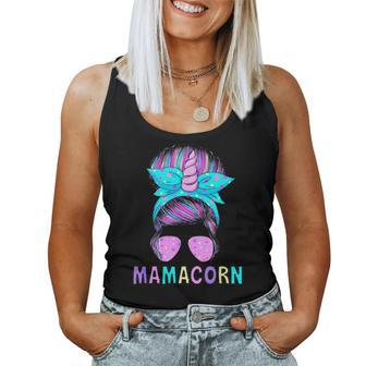Mamacorn Unicorn Messy Bun Mom Mother's Day Girl Women Women Tank Top | Mazezy