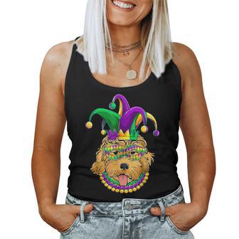 Mardi Gras Dog Apparel Golden Doodle Dog Mom Dad Women Tank Top - Monsterry