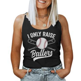 Mom Baseball Family Softball I Only Raise Ballers Women Tank Top - Monsterry