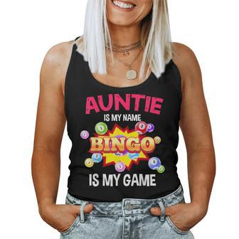 Player Auntie Is My Name Bingo Is My Game Cute Family Women Tank Top - Seseable