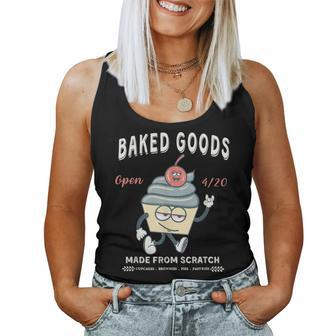 Retro Weed Cupcake Vintage 420 Baked Goods Women Tank Top | Mazezy