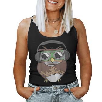 Sarcastic Coffee & Owl Lovers Cute Vintage Gamer Women Tank Top - Monsterry