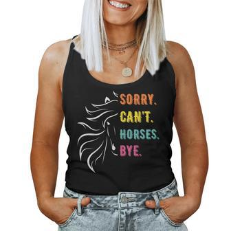 Sayings Sorry Can't Horses Bye Vintage Horse Rider Women Tank Top - Monsterry