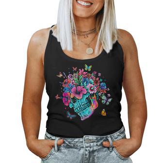 Skeleton Flowers Tulip Sugar Skull Tree Floral Rose Women Tank Top - Monsterry CA