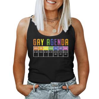 Gay Agenda Lgbtq Rainbow Flag Pride Month Ally Support Women Tank Top - Monsterry