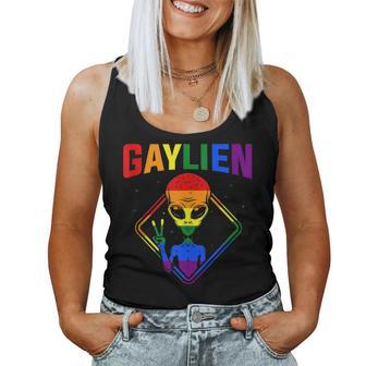 Gay Alien Lgbtq Pride Colorful Rainbow Sign Women Tank Top - Monsterry CA