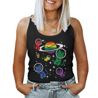 Gay Cats In Space Rainbow Pride Month Lgbtq Ally Girls Women Tank Top - Monsterry AU