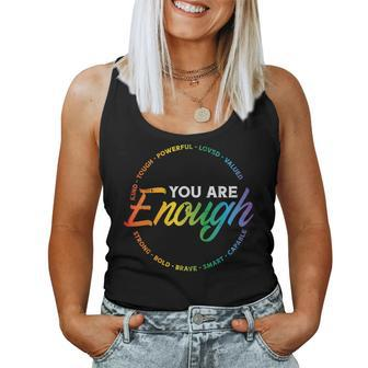 Gay You Are Enough Rainbow Pride Flag Ally Lgbtq Women Women Tank Top - Monsterry CA