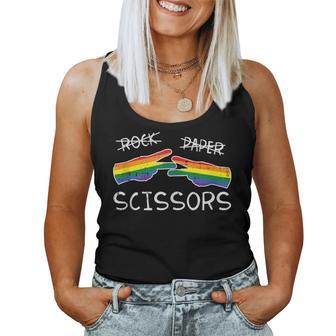 Gay Lesbian Rock Paper Scissors Fun Rainbow Pride Lgbt Women Women Tank Top - Monsterry CA