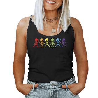 Gay Lgbt Pride Skeleton Pride Lgbt Rainbow Skeleton Gay Lgbt Women Tank Top - Monsterry