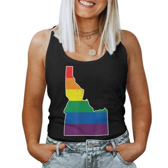 Gay Pride Flag Idaho State Map Rainbow Stripes Women Tank Top - Monsterry AU