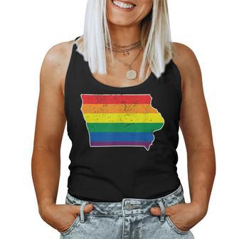 Gay Pride Flag Iowa Map Rainbow Stripes Women Tank Top - Monsterry AU