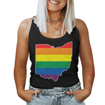 Gay Pride Flag Ohio State Map Rainbow Stripes Women Tank Top - Monsterry CA