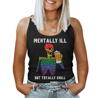 Gay Pride Skeleton Mentally Ill Rainbow Flag Lgbtq Dad Men Women Tank Top - Monsterry DE