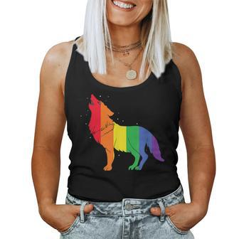 Gay Wolf Rainbow Wolf Skin Gay Pride Lgbt Women Tank Top - Monsterry AU