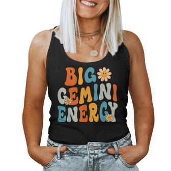 Gemini Big Energy Retro Smile Flower Zodiac Birthday Women Women Tank Top - Monsterry