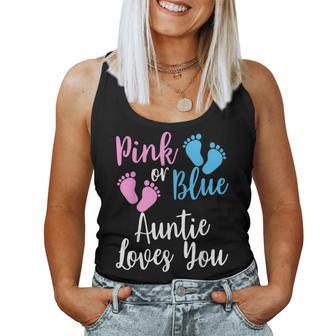 Gender Reveal Aunt Pink Or Blue Auntie Loves You Women Tank Top - Monsterry DE