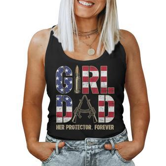 Girl Dad Her Protector Forever Father Of Girls Vintage Women Tank Top - Monsterry DE
