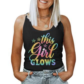 This Girl Glows For & Girls Tie Dye 80S Themed Disco Women Tank Top - Thegiftio UK