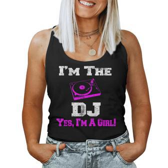 Girl Lady Dj Vintage Turntable T For Female Women Tank Top - Monsterry